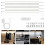 Under Cabinet Lights Plug in, 4 Pcs 12 Inch Ultra Thin 144 LED Dimmable Under Counter Lights with Memory Function, UL Listed 24V Linkable LED Closet Lighting Kit for Shelf,Wardrobe,Workbench-6000K