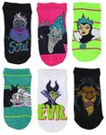 Disney Womens Villains No Show Ankle Socks 6 Pair Pack Shoe Sizes 4-10, Teal, 3.5-9 UK