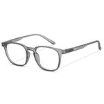 Poshh Eyewear Zero Power Blue Square Frames for men and women | Light Weight TR Frame | UV Protection Eyeglasses | (Grey)