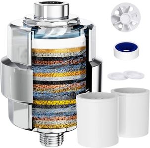 Shower Filter, EMBATHER 20 Stage Shower Head Filter for Hard Water with Spin Propeller, High Output Shower Softener Filter for Hair, Removing Chlorine, Dry Skin, Fluoride,2 Pack–Polished Chrome