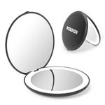 wobsion Led Compact Mirror, 1x/10x Magnification Compact Mirror with Light,Handheld 2-Sided Pocket Mirror,Travel Makeup Mirror,3.5in Compact Mirror for Purses,Small Mirror for Handbag,Black