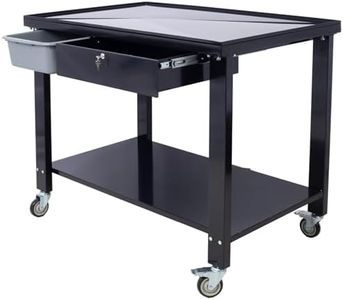 Transmission Teardown Work Station: 2 Ton Capacity, Sloping Drain Table, Locking Drawer, Removable Drain Basin, 4 Inches Caster Wheels (Black, 48” x 31.5” x 41.3”)
