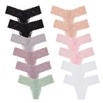 René Rofé Lingerie Women's 12 Pack Lace Thongs - - XL