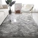 RUNYA Rug Living Room Large Soft Faux Fur Sheepskin Area Rug Modern Shaggy Carpet (Grey, 2ft x 4ft (60 x 120 cm))