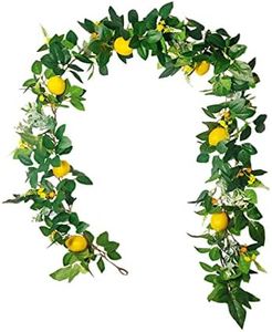 Linfye 6 Ft Artificial Lemon Garland, Spring Summer Fruit Garland with Lemon and Flowers, Spring Greenery Garland Wreath for Front Door Wall Table Home Cabinet Party Wedding Decor