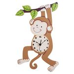 Kids Monkey Wall Clock Animal Themed Sunny Safari by Fantasy Fields TD-0081AR