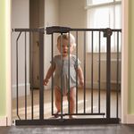 Baybee Auto Close Baby Safety Gate, Durable Staircase Kids Safety Baby Fence Dog Gate Barrier with Easy Walk Child Gate | Baby Gate for Home, Doorways, Stairs | Safety Gate for Kids (Black+10Cm)