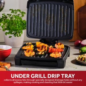 George Foreman Medium Electric Grill – Black Non-Stick Indoor BBQ