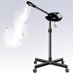 Professional Facial Steamer, Facial Steamer on Wheels, Ozone Face Steamer for Facial, Stand Facial Steamer Adjustable Height for Spa, Salon and at Home Use（Black）