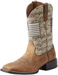 Ariat Mens Sport Patriot Western Boot Distressed Brown/Sage Camo Print 8.5