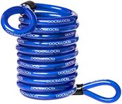 DocksLocks Weatherproof Coiled Security Cable (5ft to 25ft Lengths) with Reinforced Looped Ends, Anti-Theft Protection for Kayaks, Bikes, Paddleboards, Outdoor Equipment, Bicycles and More 25ft