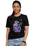 Darkbuck® Anime T Shirt for Women Regular Fit Multi Coloured Lion T-Shirt (S)