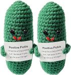 2PCS Handmade Emotional Support Pickled Cucumber Gift,Funny Pickle Stress Relief Squeeze Toys Desktop Decoration Ornaments Emotional Support Pickle Gifts for Christmas Birthday New Year (B)