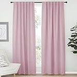 NICETOWN Solid Thermal Insulated Curtains for Preteen Child - Back Tab & Rod Pocket Blackout Draperies for Nursery/Bedroom, 52 Inch by 84 Inch in Baby Pink, 2 Panels