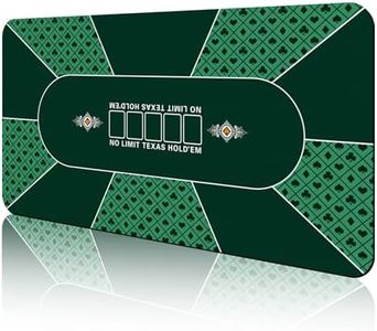Continue Poker Table Mat 8-10 Players Texas Hold'em Poker Mat Professional Poker Mat Anti-Slip Rubber Poker Table Top Layout with Carrying Bag for Poker Games, Blackjack, Casino （Rectangle Green）