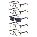 5 Pack Reading Glasses for Men and Women Spring Hinges Classic Readers Frame (Mix Color, 1.25, x)