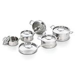 Lagostina Copper Core Pots and Pans, 5-Ply 11 Piece Stainless Steel Cookware Set