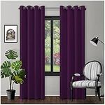 Eyelet Top Blackout Curtains Large Door Thermal Insulated Panels For Bedroom/Living Room, Aubergine, 66X54 Inch