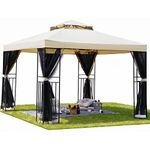 Grand patio Gazebo 3×3m with Side Netting, Garden Gazebo Event Shelter Sun Shade Heavy Duty Outdoor Canopy for BBQ, Event, Party -Beige