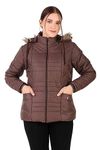 Barstow Women's Puffer Regular Fit Bomber Jacket for Winter Wear | Hood Collar | Full Sleeve | Zipper | Casual Jacket for Woman & Girl | Western Stylish Jacket for Women (XL, Coffee)