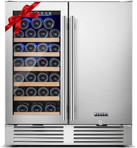 BODEGACOOLER 30 Inch Wine and Beverage Refrigerator,Dual Zone Wine Beverage Cooler with French Door,Under Counter Freestanding Wine Beer Fridge,Hold 31 Bottles and 100 Cans with Safety Locks