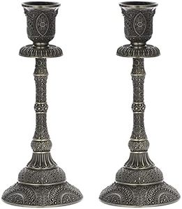 OwnMy Set of 2 Vintage Taper Candle Holders 7.4”Metal Taper Candlestick Holders, Elegant Brass Candle Stick Holders Bronze Taper Candelabra Set for Dining Table Centerpieces Wedding Home Decoration