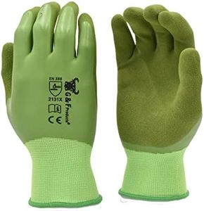 G & F Products G & F 1537L-6 6 PAIR PACK Aqua Gardening women's Gloves with Double Microfoam Latex Water Resistant Palm， Women's Large Size