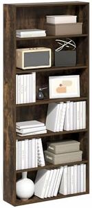 Furinno Basic Book Shelf, 6-Tier Bookcase with Open Shelf, Bookshelf, Cube Storage Organizer, 7 x 24 x 53, for Living Room, Bedroom, Home Office, Amber Pine