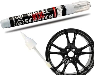 Wheel Scratch Fix Black Rim Touch Up Paint, Car Wheel Scratch Repair Touch Up Paint Pen, curb rash repair, Universal Rim Alloy Wheel Paint Color Black, Silver, Gray (Black Gloss Pen Only)