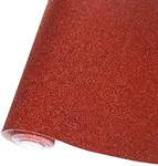 Sov Sparkly Superfine Glitter Leather Sheets Shiny Faux Fabric Canvas Perfect for Craft DIY Handmade Projects Patchwork Bow Craft Key Chain 8" x 53" (21 cm x 135 cm) 1 roll (Red)