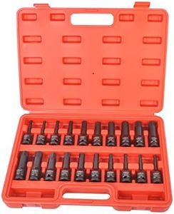 20 pcs Cr-Mo Steel 1/2" Drive Impact Hex Driver Set with SAE/Metric Size 1/4" - 3/4", 6mm - 19mm