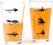 Black Lantern Pint Glasses – Set of 2 Premium Pint Glasses with Fly Fishing Flies Print - (Set of Two 16oz. Glasses) - Beer Glasses - Dishwasher-Safe Cocktail Glasses - Drinking Glasses