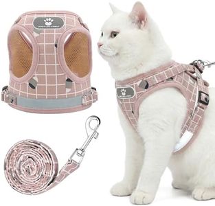 SlowTon Cat Harness and Leash Set, Escape-Proof Adjustable Vest Harness and Leash, Breathable Soft Cat Chest Harness with Reflective Strips, Easy to Wear, for Walking & Outdoor Adventures