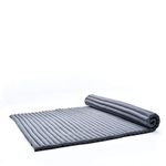Leewadee - Foldable Floor Mattress - Japanese Roll Up Futon -Trifold Tatami Mat- Guest Floor Bed - Camping Mattress - Thai Massage Mat, Kapok Filled, 190 x 145 cm, Anthracite