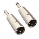 Jopto 2PCS XLR Male Plug 3 Pins to 6.35mm 1/4 inch Mono Jack Plug Audio Adapter XLR Male to 1/4" Male TRS Adapter Gender Changer - XLR-M to 6.35mm Coupler Plug In Audio Connector Mic Male Plug