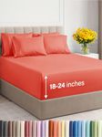 Extra Deep Full Sheet Set - 6 Piece Breathable and Cooling Sheets - Hotel Luxury Bed Sheets Set - Easy & Secure Fit - Soft, Wrinkle Free and Comfy Sheets Set - Coral Sheet Set with Extra Deep Pockets