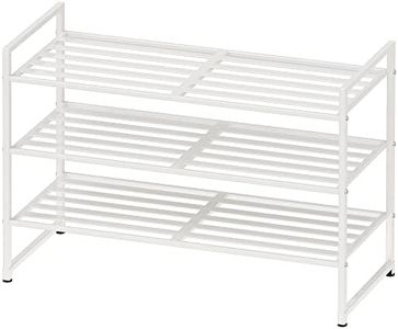 SimpleHouseware 3-Tier Stackable Metal Panel Shoe Rack, White