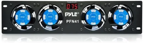 19” Rack-Mount Equipment Cooling Fans - 110V/60Hz Power, 4 Cooler Master 80mm Case Fans, Smart Cooling System, Digital LCD Temperature Display & Installation Hardware Screw Included - PylePro PFN41