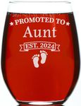 CARVELITA Promoted To Aunt Est 2024, 15oz Stemless Wine Glass, Aunt Pregnancy Announcement, New Auntie's, Aunt Again, Auntie Gift from Niece, Nephew, Ideal Gift for Soon to Be Aunties