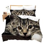 Feelyou Cats Bedding Set Full Bedding Set 3D Print Animals Pattern Comforter Cover with 2 Pillowcases Pet Themed Luxury Microfiber Child Pet Bedspread Cover Zipper 3 Pcs