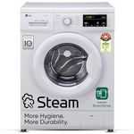 LG 8 Kg, 5 Star, Direct Drive Technology, Steam Wash, 6 motion DD, Smart Diagnosis, Fully Automatic Front Load Washing Machine (FHM1408BDW, Allergy Care, In-Built Heater, Touch Panel, White)