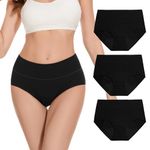 Molasus Washable Incontinence Pants for Women High Absorbency Period Underwear Ladies Menstrual Leakproof Cotton Knickers Postpartum Protective Briefs Black Plus Size Multipack