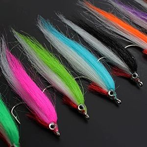 Tigofly 20 pcs 1/0 4cm UV Colors High Carbon Hook Polar Fry Salmon Trout Sea Bass Steelhead Minnow Fly Fishing Flies Lure Set