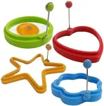 Silicone Egg Rings Set - Nonstick Ring Pops and Pancake Moulds for Perfect Egg Frying, Pancakes, Omelettes, Sandwiches, and More - Round, Heart, Flower, and Star Shapes for Creative Breakfasts