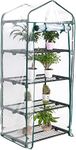 Ram® 4 Tier Walk In Greenhouse – Compact Green House with 4 Shelves and Weatherproof PVC Plastic Cover – Plant House/Grow House for Garden and Outdoor – Roll up Zip Panel Door – Easy No Tool Assembly