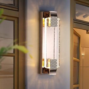 Jiinoo Wall Lamp Fixture, Gold Crystal Wall Lights, 12W LED Wall Sconce Lighting Indoor Wall Light Sconce for Bedroom, Bedside, Hallway, Dressing Table, Living Room 3200K Warm Light