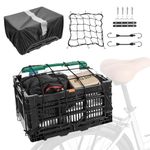 YEEGO DIRECT Bike Bicycle Foldable Rear Basket - Patented Design Easy to Install Bike Storage Rear Basket with 34L Large Capacity - Premium Quality Durable Resistant to Heat & Corrosion, big, Black