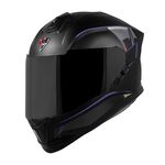 Steelbird SBH-57 Carbon Fighter ISI and DOT Certified Full Face Helmet for Men and Women with Inner Chrome Sun Shield (Medium 580 MM, Glossy Black Blue)