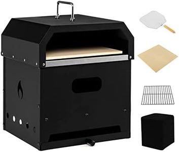 GYMAX Four à pizza 4-en-1 Extérieur, Four à Pizza Portable à 2 Couches et Fosse à Feu avec Pierre à Pizza, Pelle à Pizza, Couverture Imperméable, Machine à Pizza Polyvalente au Bois