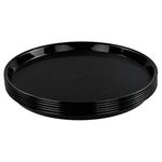 Neadas Round Plastic Fast Food Dinner Breakfast Serving Trays Platters, Black, 6 Packs